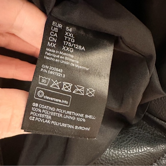 H&M Vegan Faux Leather Biker Moto Jacket black sz XXL - Picture 6 of 8